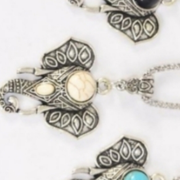 ELEPHANT Necklace White Ivory Stone Pendant Vintage look Silver pl NEW in pkg. … - Picture 10 of 11